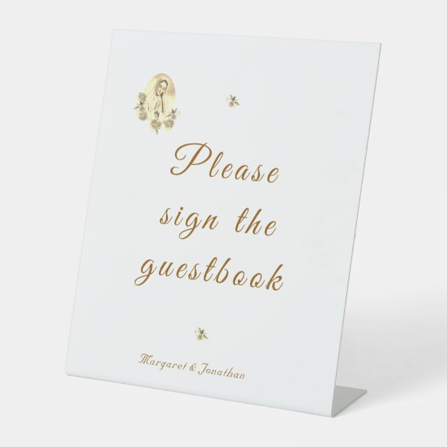 Sepia Jungfrau Mary Wedeption Sockelschild (Vorderseite)