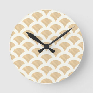 Sepia-Kammmuschel Runde Wanduhr