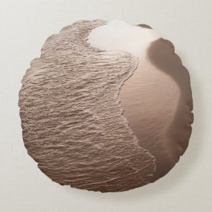 Sepia karibische Küstenwellen 1 Rundes Kissen