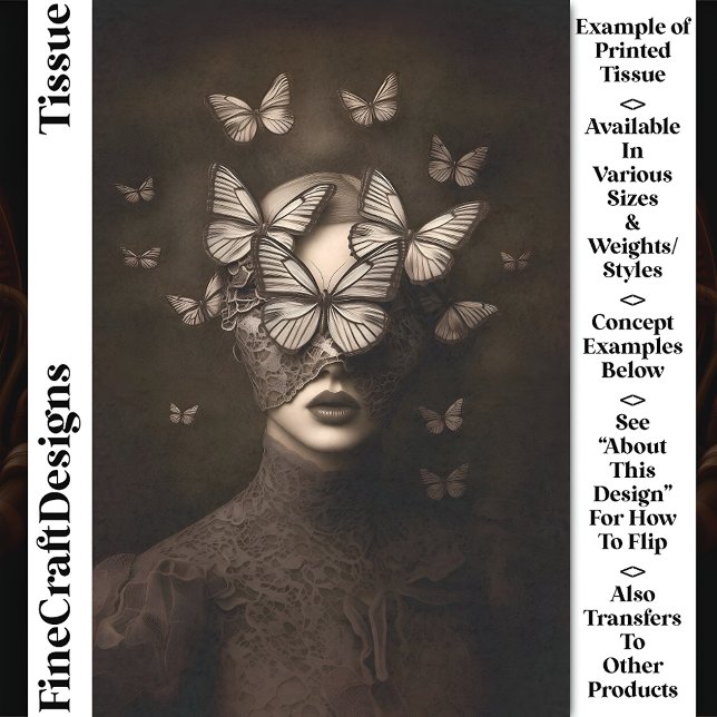 Sepia Lace & Butterfells Blindfold CR7 Decoupage Seidenpapier (Von Creator hochgeladen)