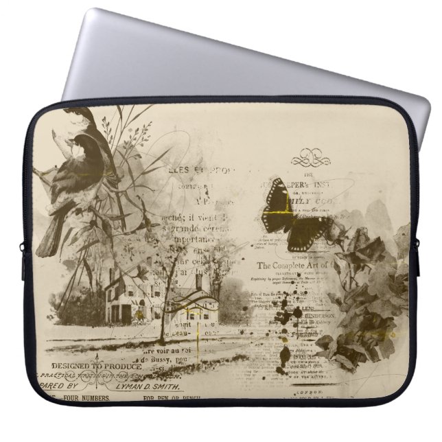 Sepia Landschaftlich Collage Laptop Sleeve (Vorderseite)