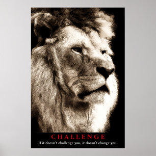 Sepia Lion Motivierend Challenge Poster