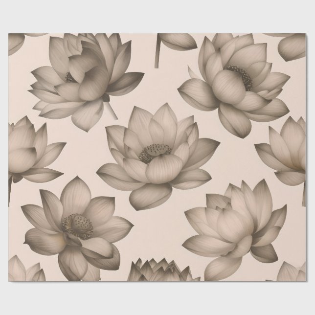 Sepia Lotus Wrapping Paper Geschenkpapier (Flach)