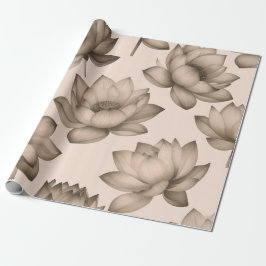 Sepia Lotus Wrapping Paper Geschenkpapier
