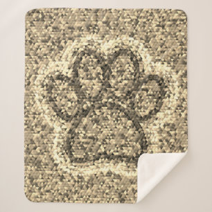 Sepia Low Poly Dog Paw Print Sherpadecke