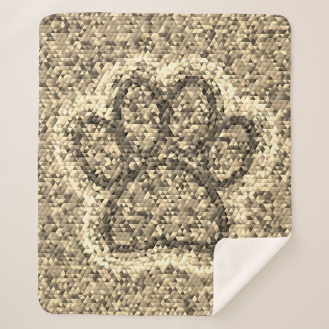 Sepia Low Poly Dog Paw Print Sherpadecke (Vorderseite)
