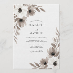 Sepia-Malerei Botanische Hochzeit Einladung