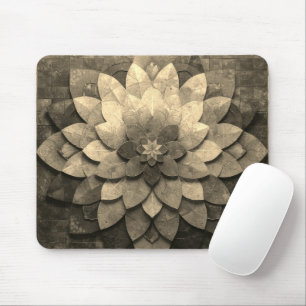 Sepia Mandala Art Textured Blume Mousepad