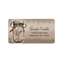Sepia-Mason-Glas-Hochzeit-Adresse-Etiketten