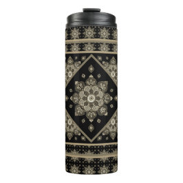 Sepia Medallions auf schwarzen Thermal Tumbler Thermosbecher