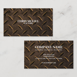 Sepia Metal Texture Custom Construction Worker Visitenkarte