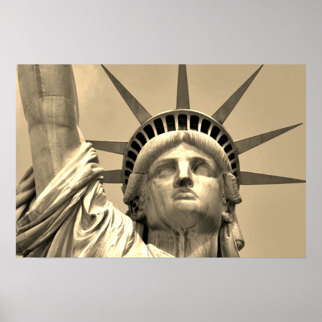 Sepia Nah-up Statue of Liberty Poster (Vorne)