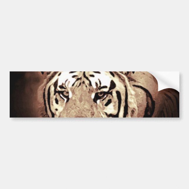 Sepia Nah-up Tiger Eyes Autoaufkleber (Vorne)