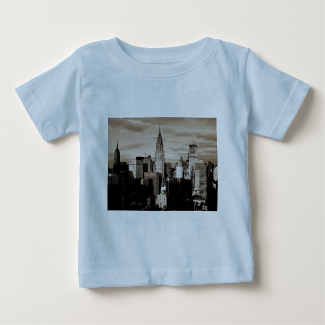 Sepia New York City Ink Sketch Baby T-shirt (Vorderseite)