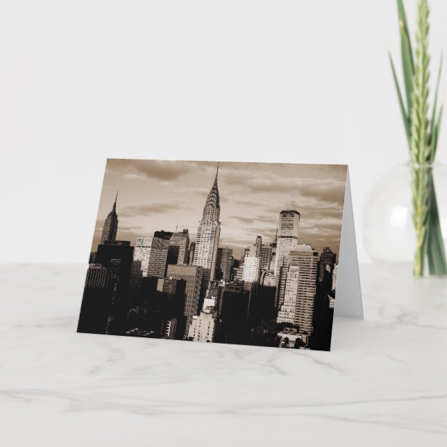 Sepia New York City Ink Sketch Karte (Vorderseite)