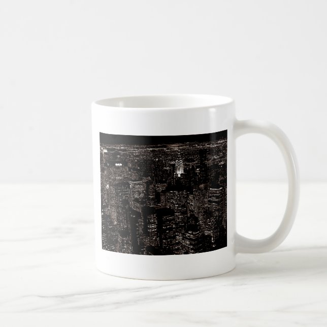 Sepia New York City Night Skyline Kaffeetasse (Rechts)