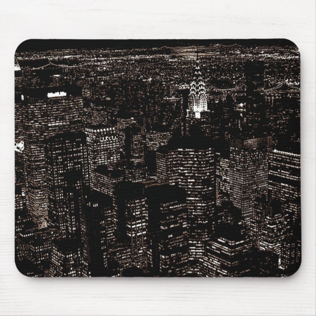 Sepia New York City Night Skyline Mousepad (Vorne)