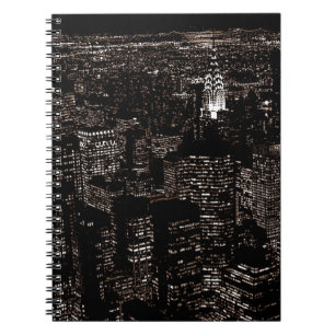 Sepia New York City Night Skyline Notizblock