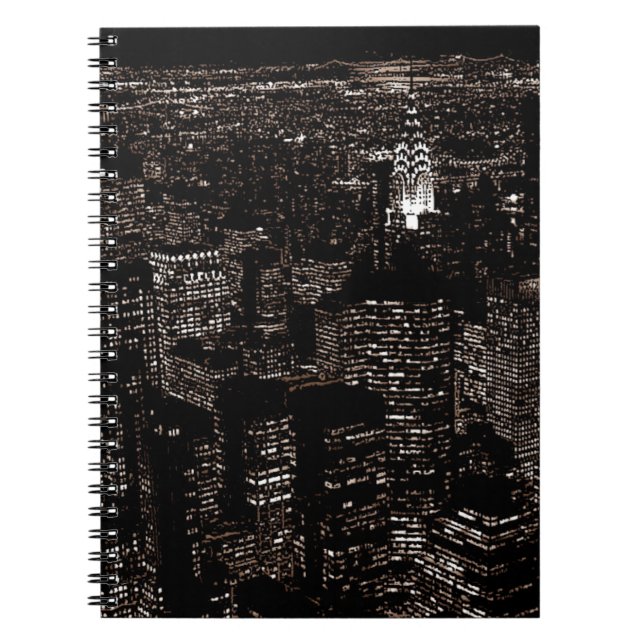 Sepia New York City Night Skyline Notizblock (Vorderseite)