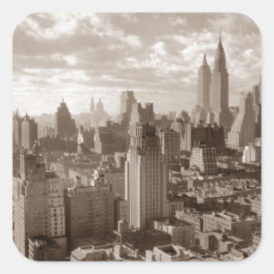 Sepia New York City Quadratischer Aufkleber