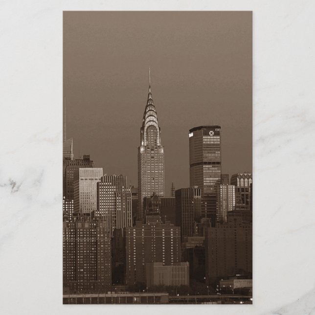 Sepia New York City Skyline Briefpapier (Vorderseite)