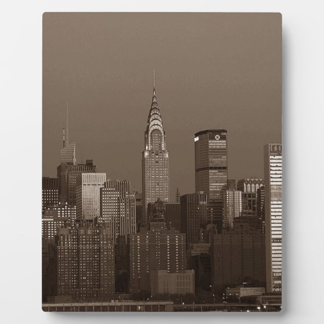 Sepia New York City Skyline Fotoplatte (Vorderseite)