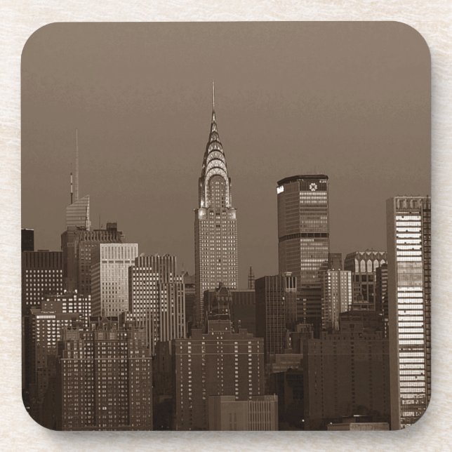 Sepia New York City Skyline Getränkeuntersetzer (Vorderseite)