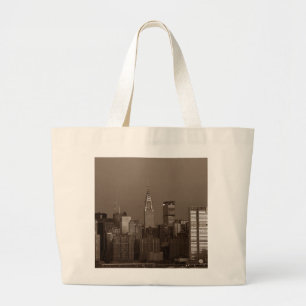 Sepia New York City Skyline Jumbo Stoffbeutel
