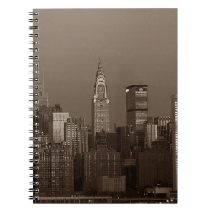 Sepia New York City Skyline Notizblock