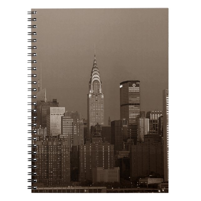 Sepia New York City Skyline Notizblock (Vorderseite)