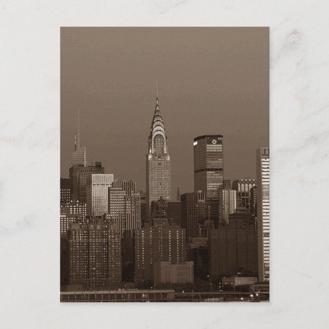 Sepia New York City Skyline Postkarte (Vorderseite)