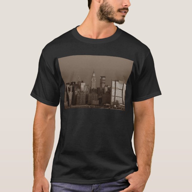 Sepia New York City Skyline T-Shirt (Vorderseite)