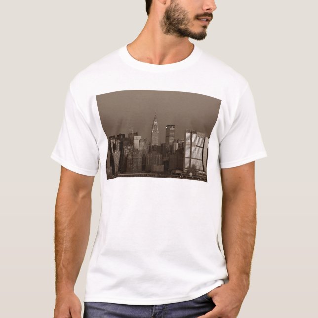Sepia New York City Skyline T-Shirt (Vorderseite)