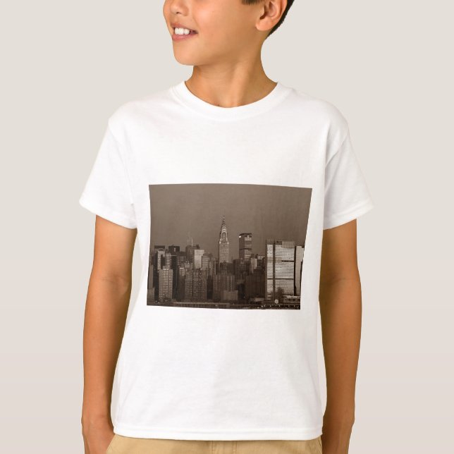 Sepia New York City Skyline T-Shirt (Vorderseite)