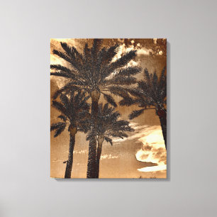Sepia Palm Trees Leinwanddruck