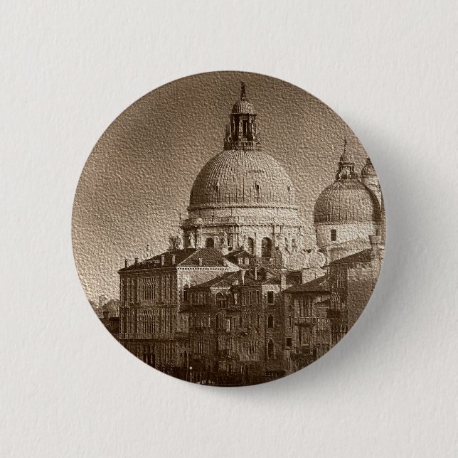 Sepia Paper Effect Venice Grand Canal Button (Vorderseite)
