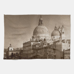 Sepia Paper Effect Venice Grand Canal Geschirrtuch