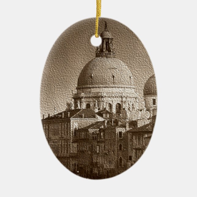 Sepia Paper Effect Venice Grand Canal Keramikornament (Vorne)