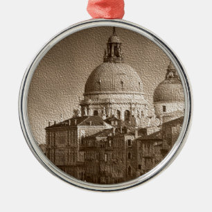Sepia Paper Effect Venice Grand Canal Ornament Aus Metall