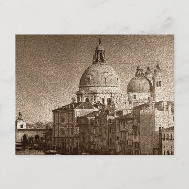 Sepia Paper Effect Venice Grand Canal Postcard Postkarte (Vorderseite)