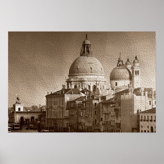 Sepia Paper Effect Venice Grand Canal Poster (Vorne)