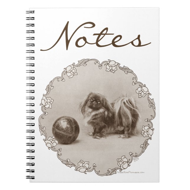 Sepia Pekingese Portrait Notizblock (Vorderseite)