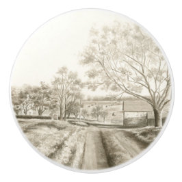 Sepia Pennsylvania Country Farmhouse 1700er Jahre  Keramikknauf