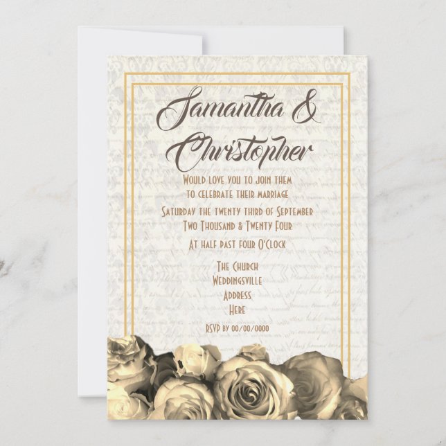 Sepia-Pergament-Hochzeit Einladung (Vorderseite)