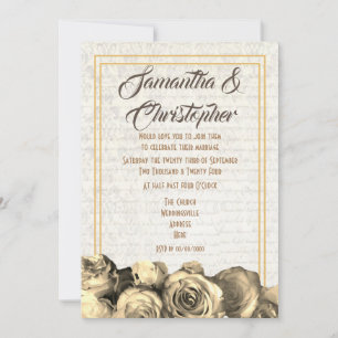 Sepia-Pergament-Hochzeit Einladung