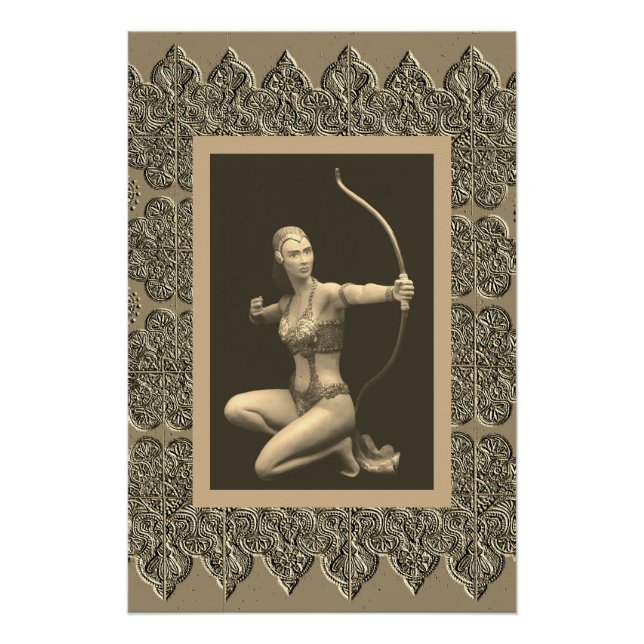 Sepia Poster mit Artemis Skulptur (Vorderseite)
