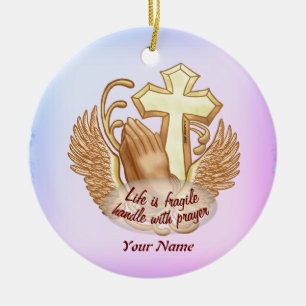 Sepia Prayer Hands Christlich Keramik Ornament