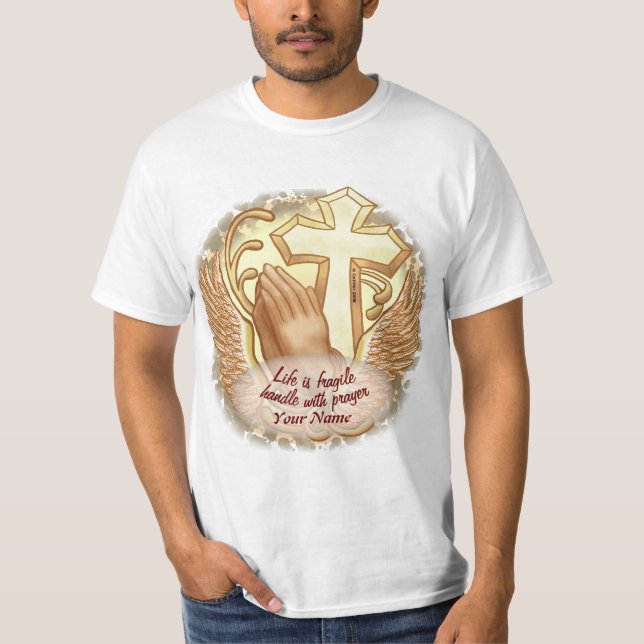 Sepia Prayer Hands Christlich T-Shirt (Vorderseite)