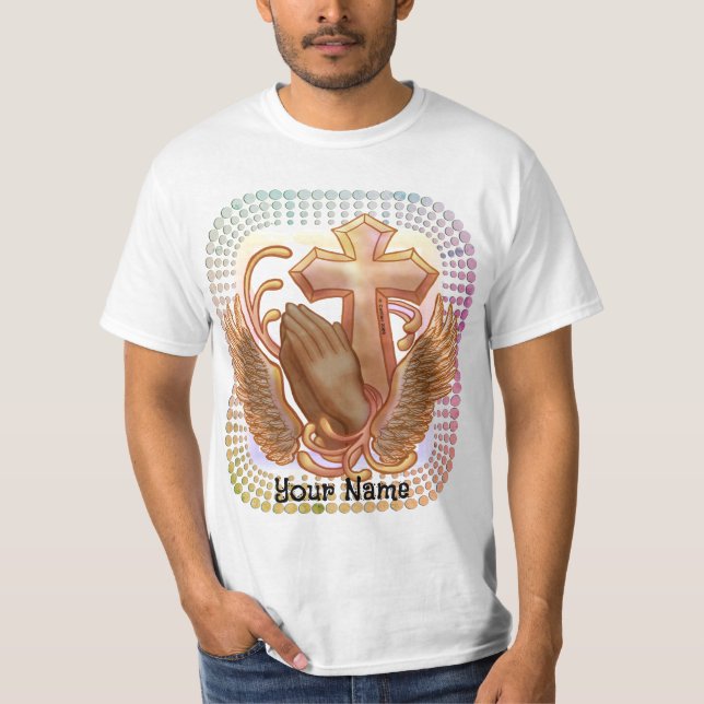 Sepia Prayer Hands Christlicher T - Shirt (Vorderseite)