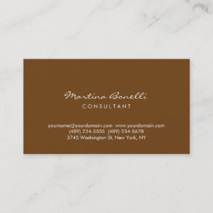 Sepia Reddish Brown Minimalistisch Business Card Visitenkarte